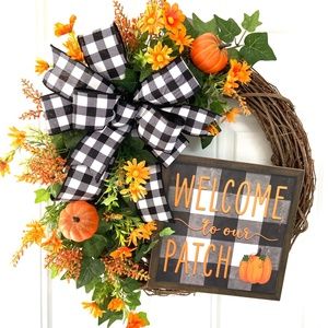 Fall Grapevine Floral Wreath For Front Door